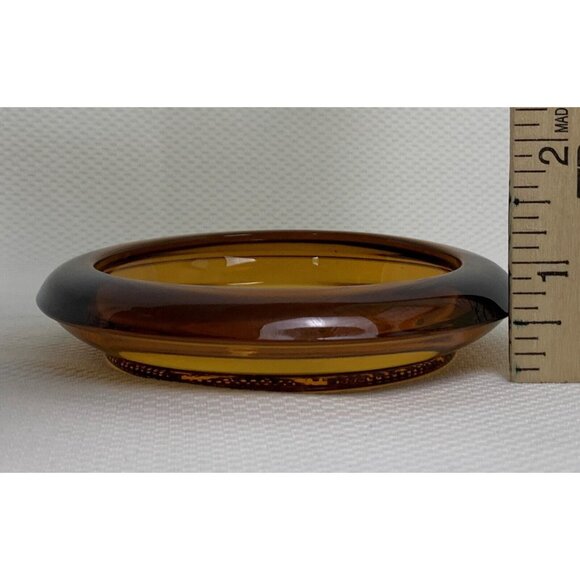 Vintage Amber Tiara Indiana Glass Sandwich Coaster Trinket Dish Embossed Floral - Picture 7 of 7
